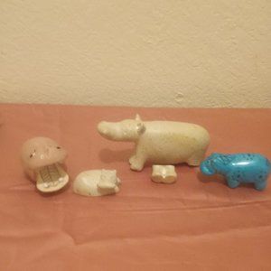 Hippopotamus Figure Hippo Figurine Lot of 4